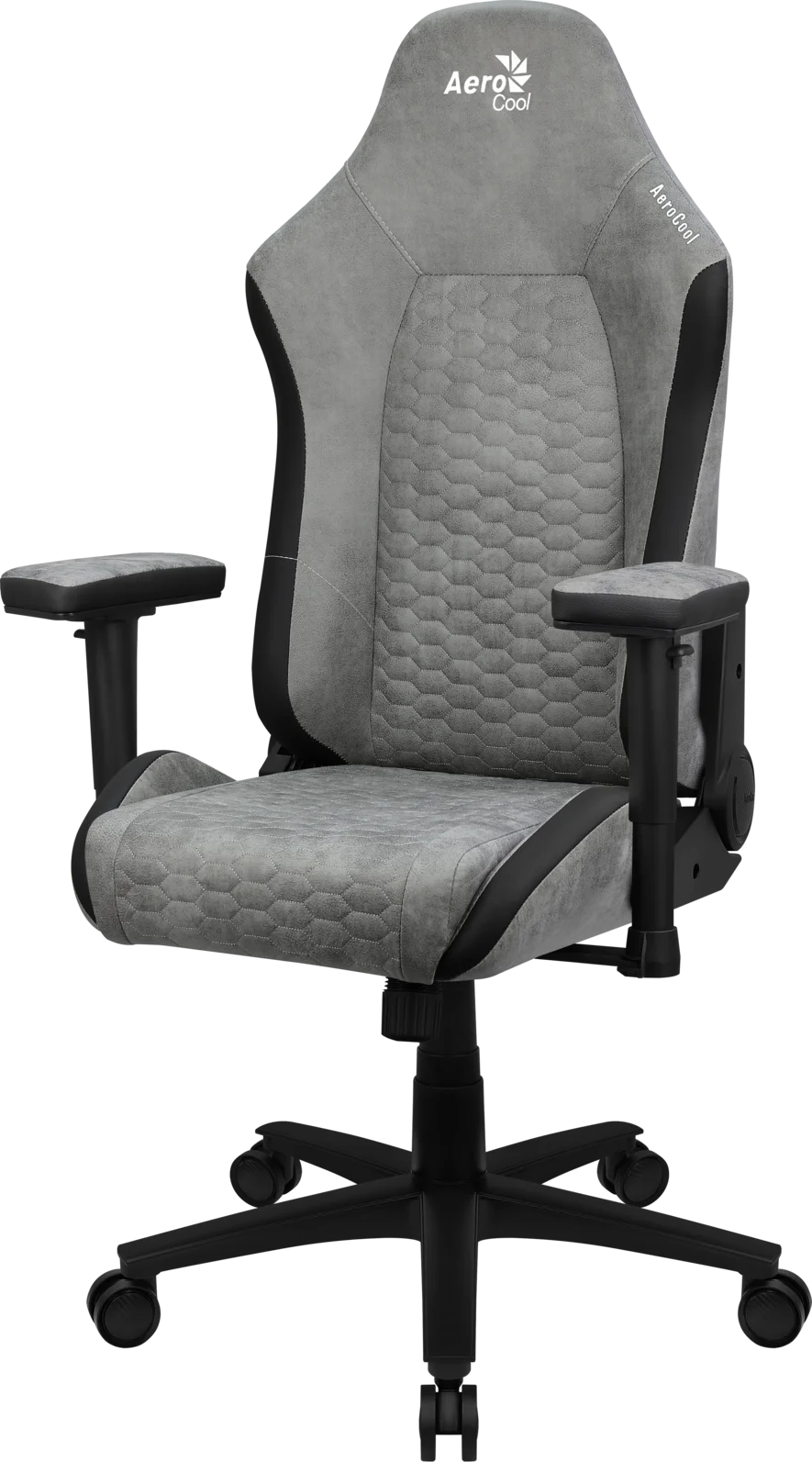 Кресло Aerocool CROWN AeroSuede Stone Grey (150кг, ткань AeroSuede, 2 подуш, 2D подлокот)