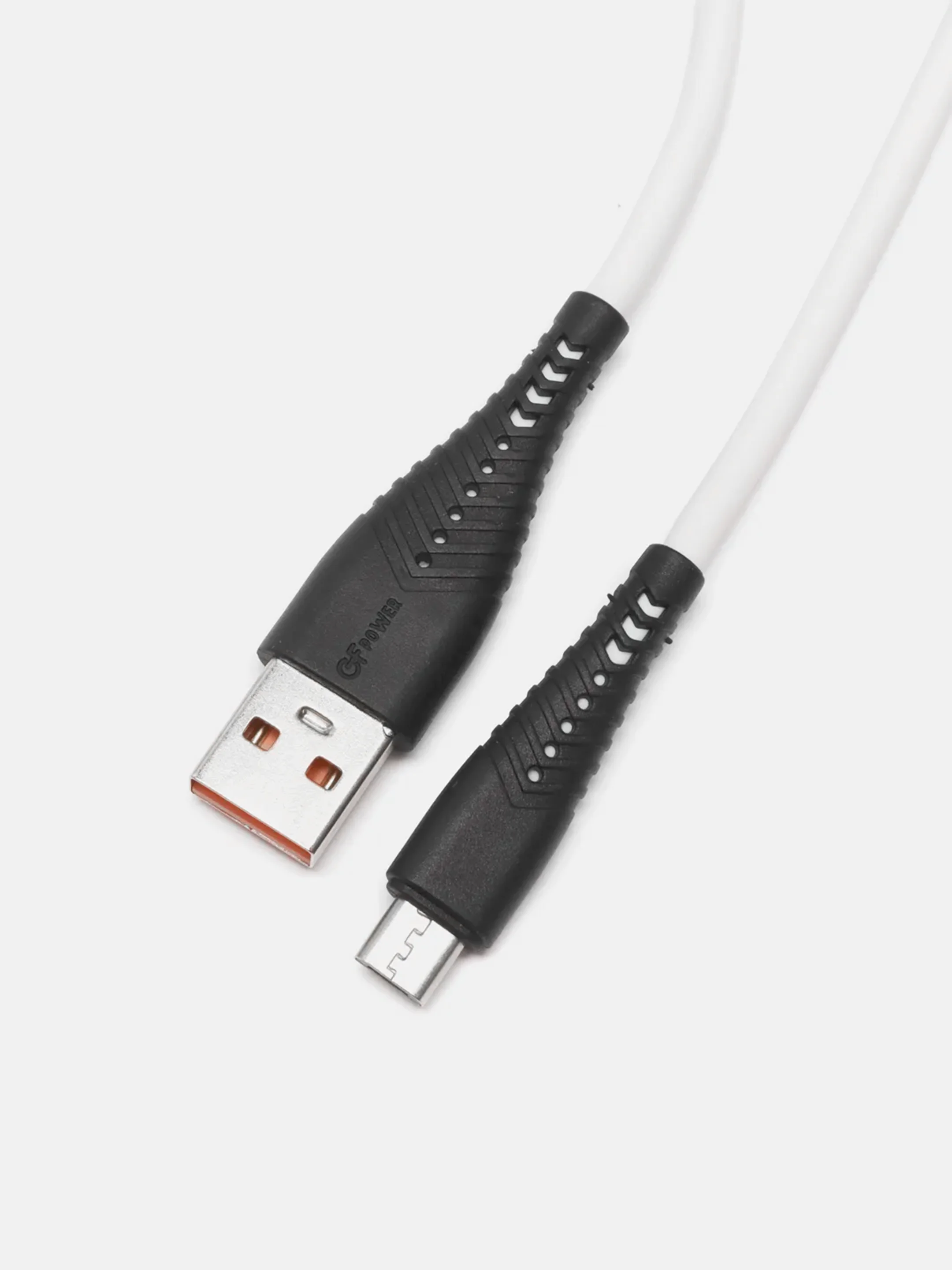 Белый кабель USB на Micro-USB "GFPower 19M", 1 метр, 2.4A, силиконовый