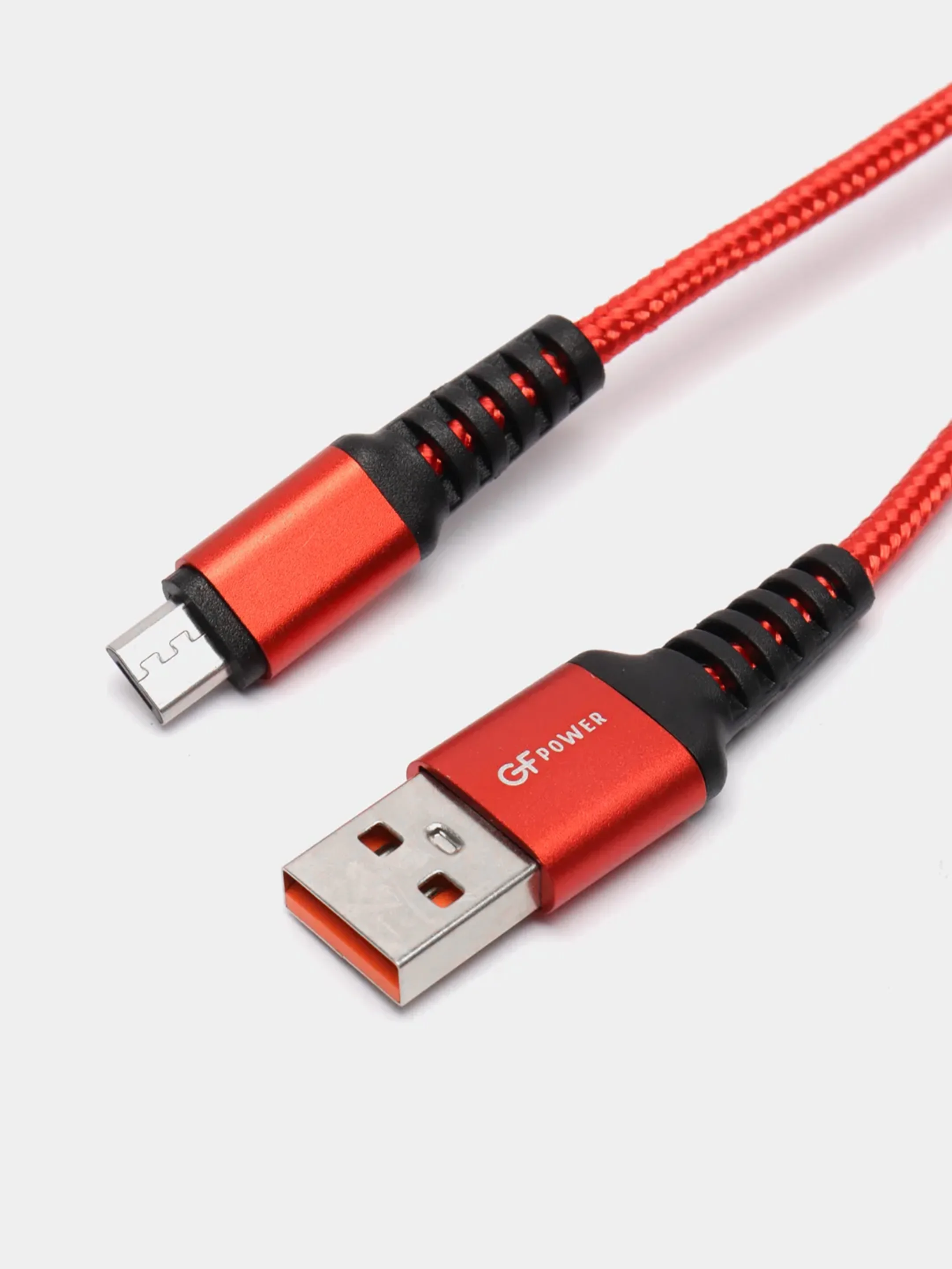 Красный кабель GFPower 02M USB на Micro-USB, 1 метр, 2.4 A, нейлон