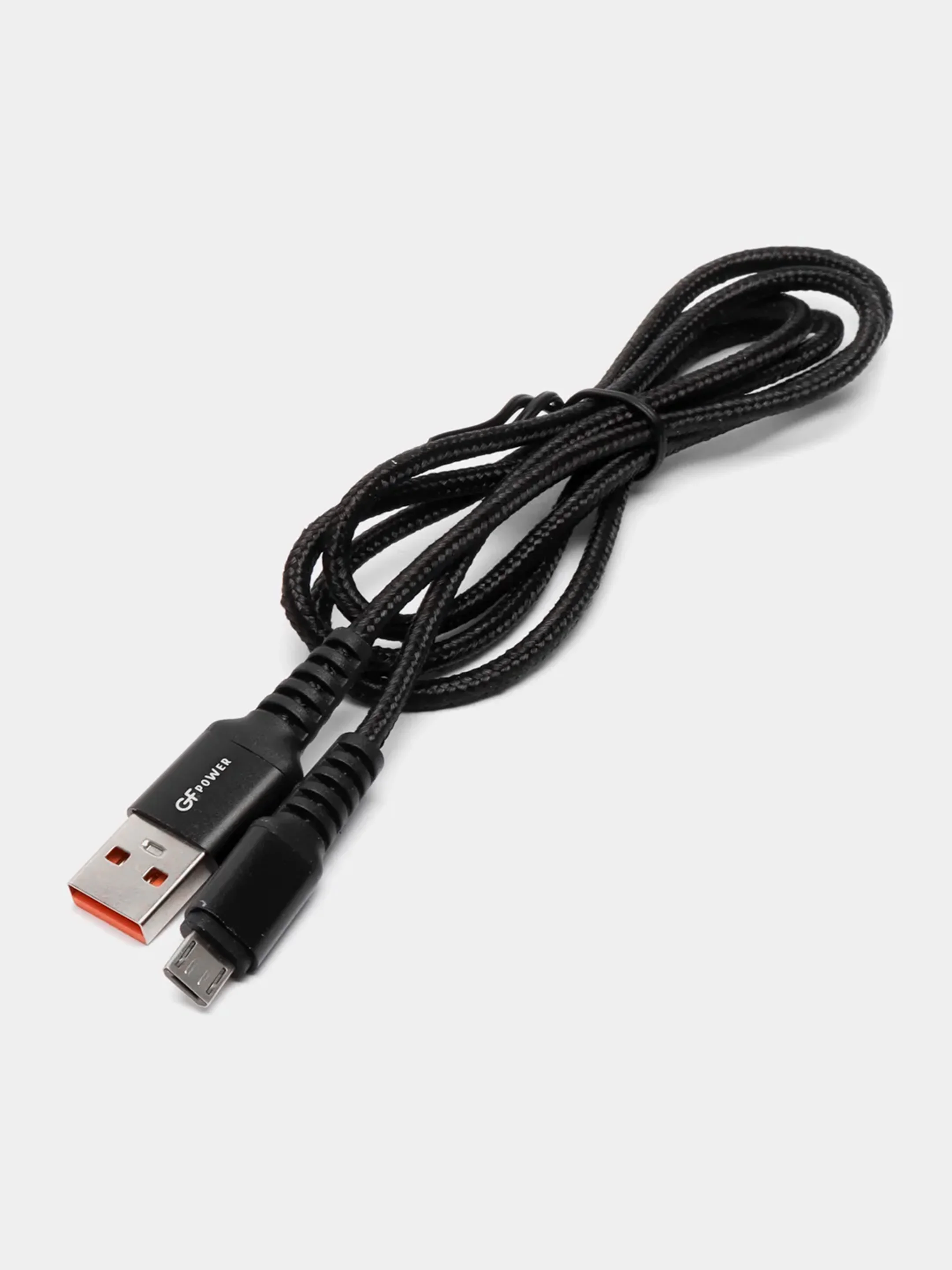 Черный кабель GFPower 02M USB на Micro-USB, 1 метр, 2.4 A, нейлон
