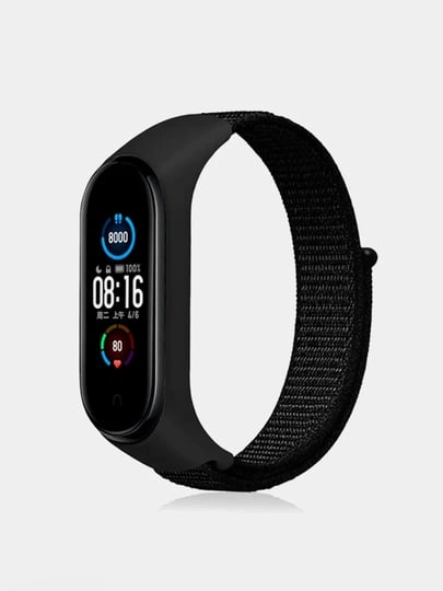 Ремешок на липучке для Xiaomi Mi Band 3, 4, 5, 6, 7 Сяоми Ми Банд