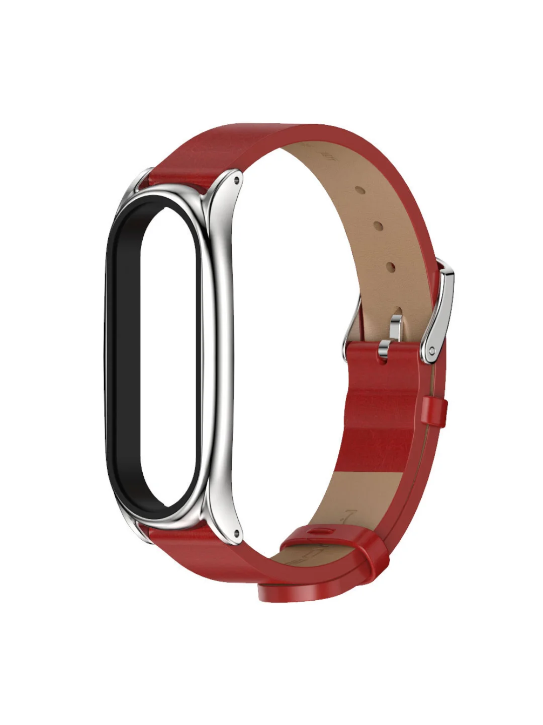 Красный ремешок для Xiaomi Mi Band 7 кожаный на фитнес браслет ми банд