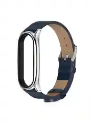 Синий ремешок для Xiaomi Mi Band 7 кожаный на фитнес браслет ми банд