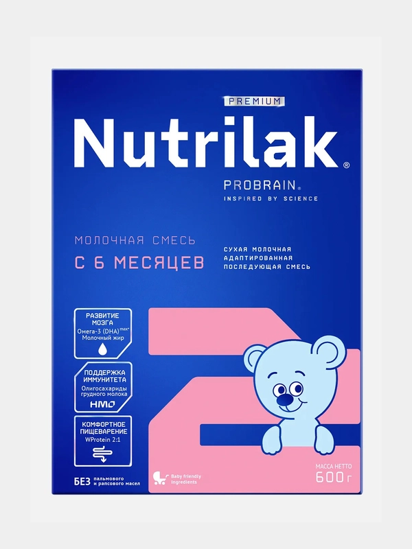 Смесь детская Nutrilak Premium 2, молочная, сухая, адаптированная, с 6 месяцев, 600 г