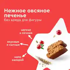 Печенье Protein Rex FLAP JACK "Клюквенное", овсяное, протеиновое, 12 штук по 60 г