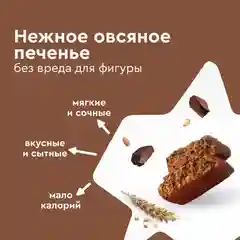 Печенье протеиновое Protein Rex FLAP JACK "Шоколадное", овсяное, 12 штук по 60 г