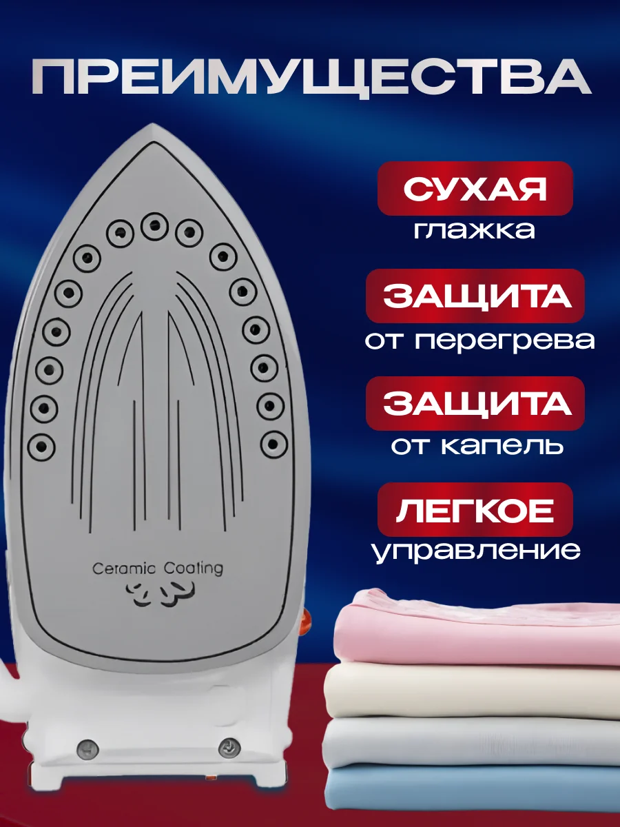 Голубой утюг паровой дорожный складной
