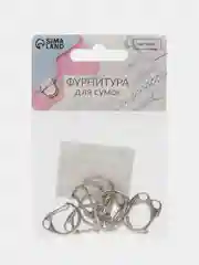 Карабин металлический Круг, d = 14 мм, 22 х 15 мм, 10 шт, цвет серебряный