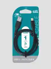 2444 Кабель GAL USB A - micro USB B L=1 м, 2A, PVC, цвет черный