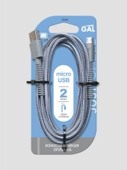 2646 Кабель нейлон USB A - micro USB B 2А L=2 m GAL