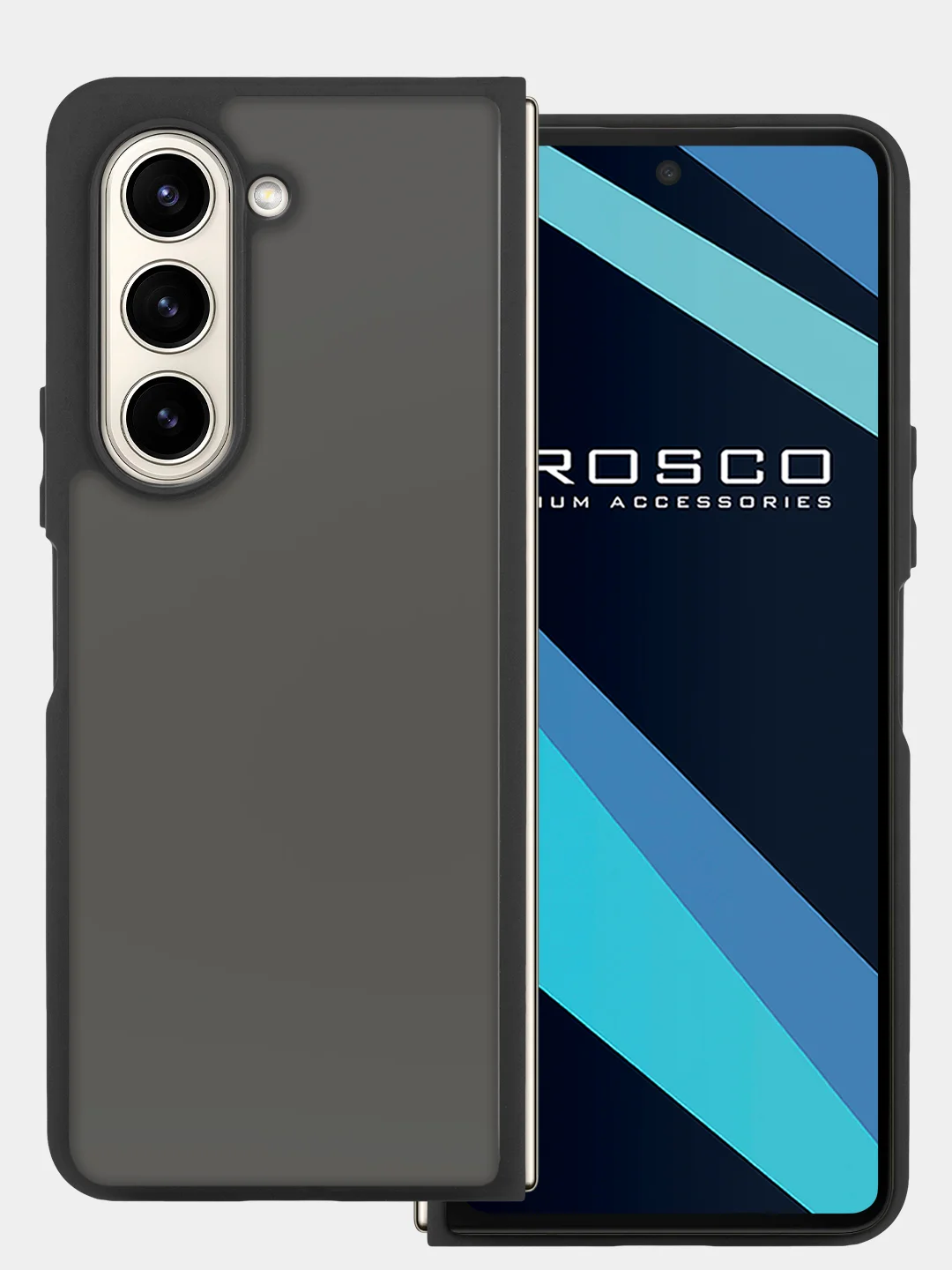 Черный чехол для Samsung Galaxy Z Fold 5 пластиковый ROSCO противоударный, силиконовая окантовка