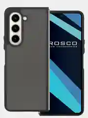 Черный чехол для Samsung Galaxy Z Fold 5 пластиковый ROSCO противоударный, силиконовая окантовка