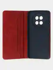 Красный чехол-книжка для Realme 12 (5G) из высококачественной искусственной кожи