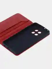 Красный чехол-книжка для Realme 12 (5G) из высококачественной искусственной кожи