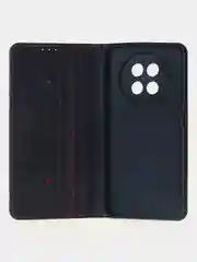 Черный чехол-книжка для Realme 12 (5G) из высококачественной искусственной кожи