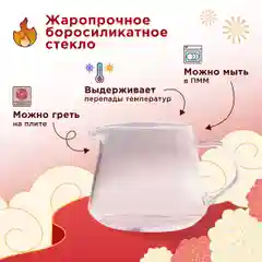 Прозрачный чайник заварочный RISE MODERN стеклянный 400 мл