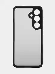 Черный чехол для Samsung Galaxy S24, S24+ пластиковый ROSCO противоударный, силиконовая окантовка