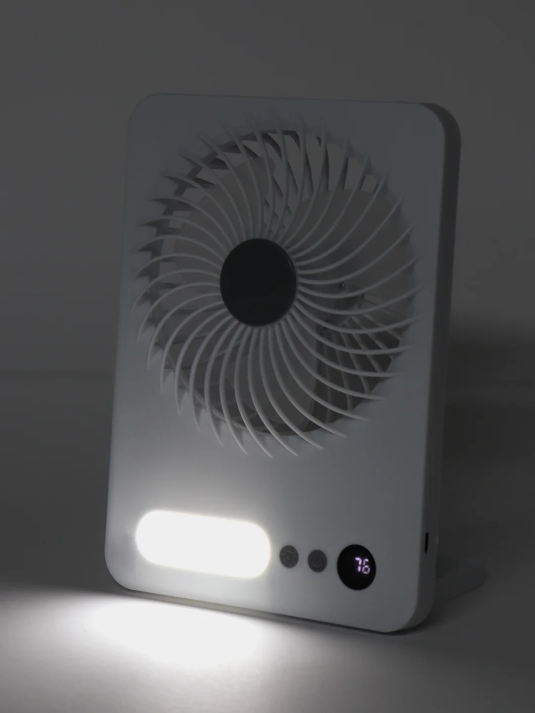 Белый вентилятор настольный,туристический "ZIKO" 3 скорости, LED подсветка, USB зарядка