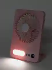 Розовый вентилятор настольный,туристический "ZIKO" 3 скорости, LED подсветка, USB зарядка