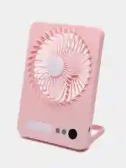 Розовый вентилятор настольный,туристический "ZIKO" 3 скорости, LED подсветка, USB зарядка