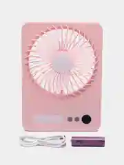 Розовый вентилятор настольный,туристический "ZIKO" 3 скорости, LED подсветка, USB зарядка