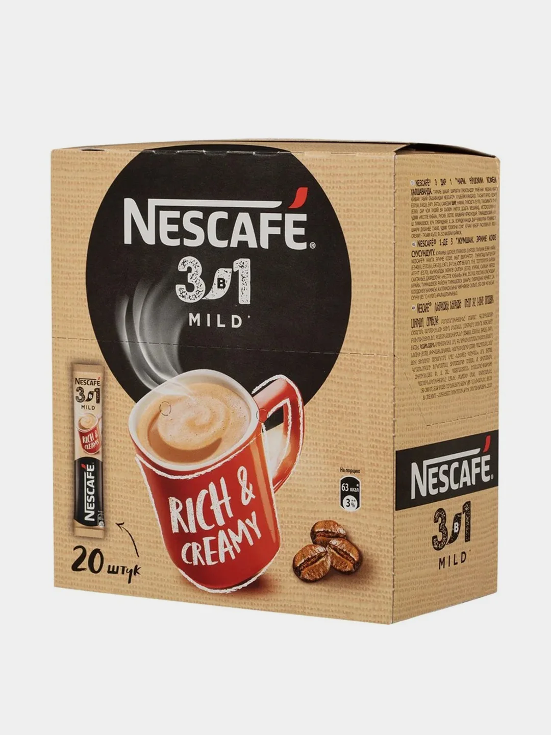 Кофейный напиток Nescafe 3 в 1 Мягкий дой-пак, 20 порций по 14,5 г