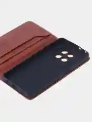 Коричневый чехол-книжка для Realme 12 (5G) из высококачественной искусственной кожи