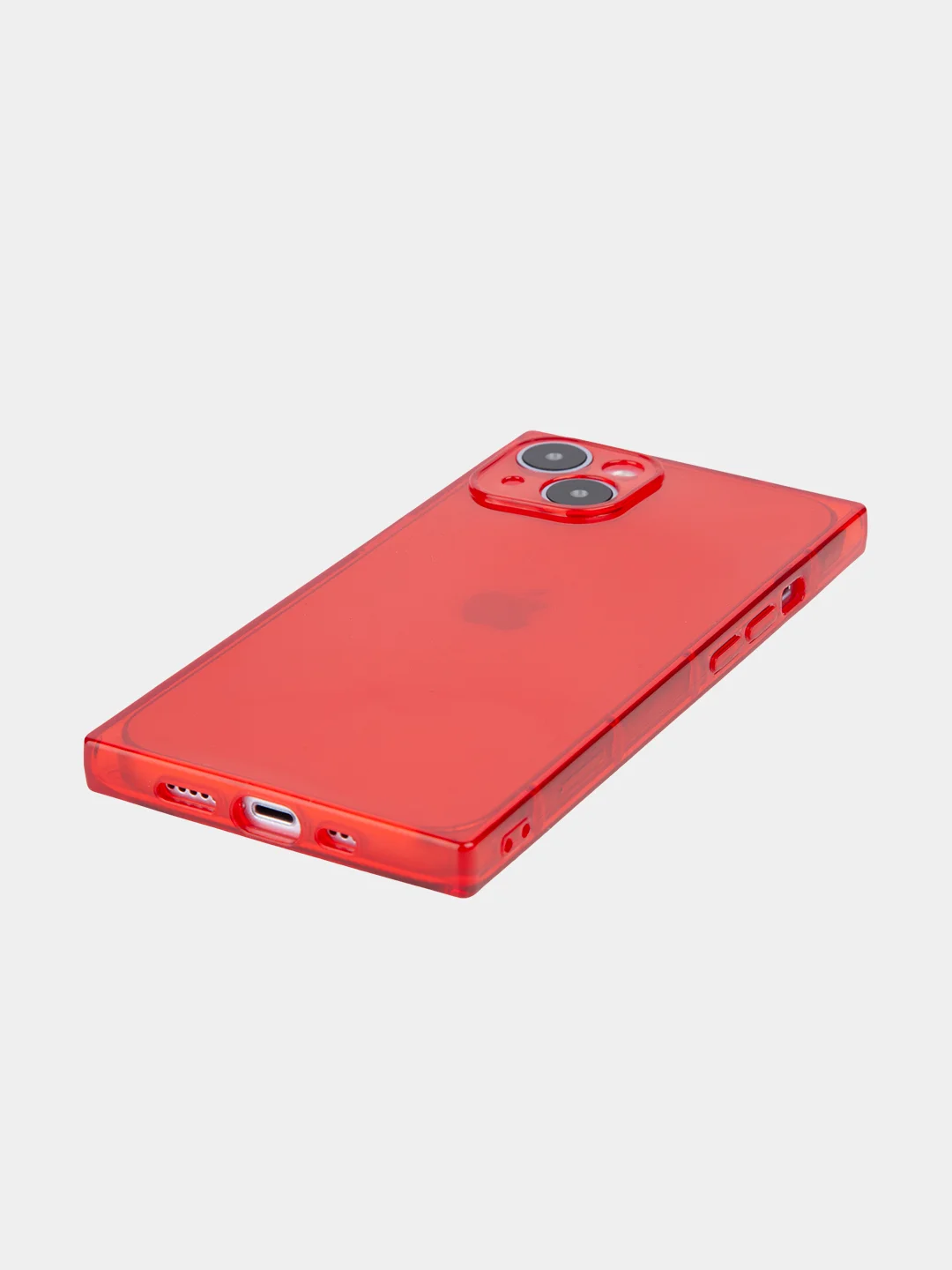 Красный чехол для Apple iPhone 13 силиконовый КАРТОФАН прозрачный прямоугольный с защитой камер