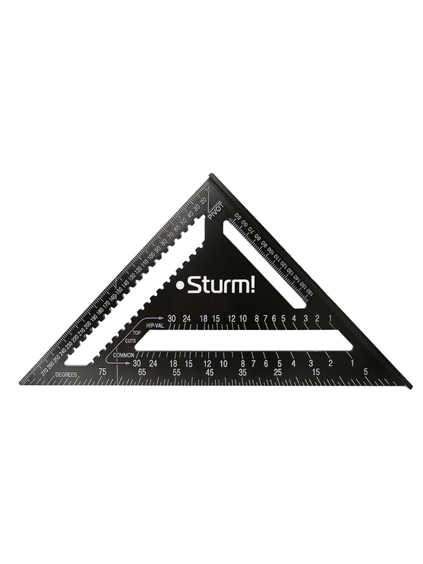 Угольник Sturm 2020-07-300 300мм, алюминиевый сплав, чёрная оксидация, белая шкала