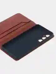Коричневый чехол-книжка для Realme C65 (4G) из высококачественной искусственной кожи