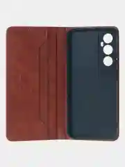 Коричневый чехол-книжка для Realme C65 (4G) из высококачественной искусственной кожи