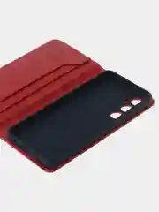 Красный чехол-книжка для Realme C65 (4G) из высококачественной искусственной кожи