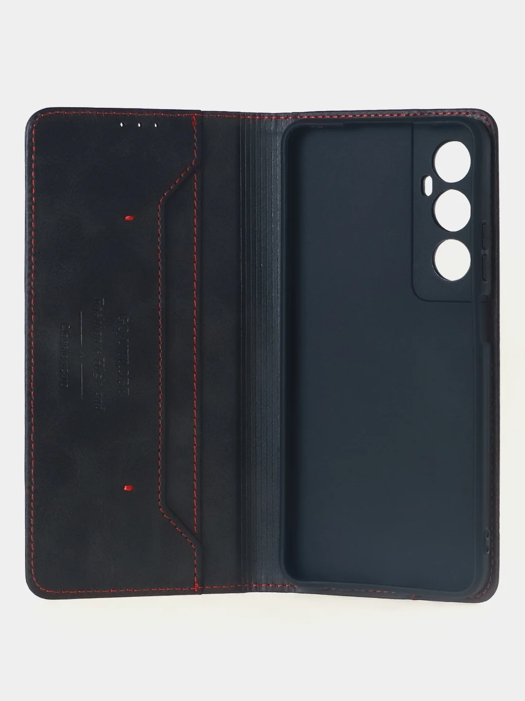 Черный чехол-книжка для Realme C65 (4G) из высококачественной искусственной кожи
