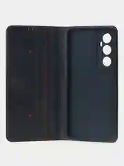 Черный чехол-книжка для Realme C65 (4G) из высококачественной искусственной кожи