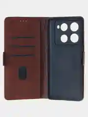 Терракотовый чехол-книжка для Infinix Note 40 Pro (4G) из высококачественной искусственной кожи