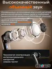 Черный беспроводные наушники с сенсорным дисплеем на зарядном кейсе