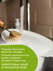 Средство для мытья посуды и фруктов GRASS пенка с экстрактом груши и хлопка, 550 мл, 2 шт