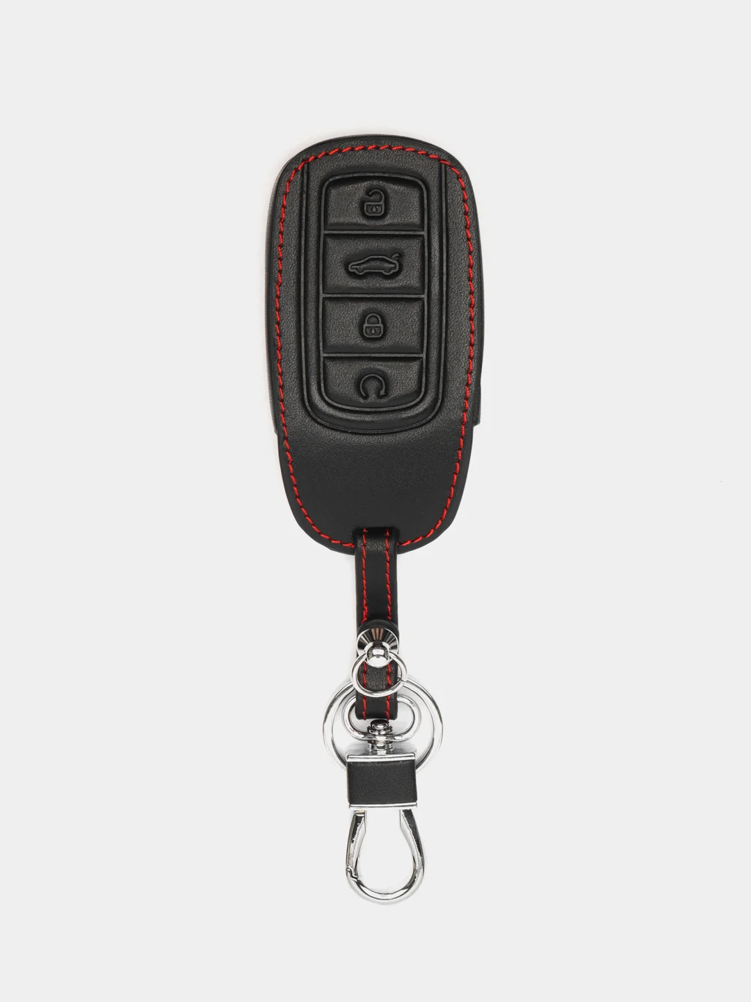 Кожаный чехол для смарт ключа красная нить Chery, Exeed, Omoda №803