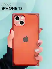 Красный чехол для Apple iPhone 13 силиконовый КАРТОФАН прозрачный прямоугольный с защитой камер