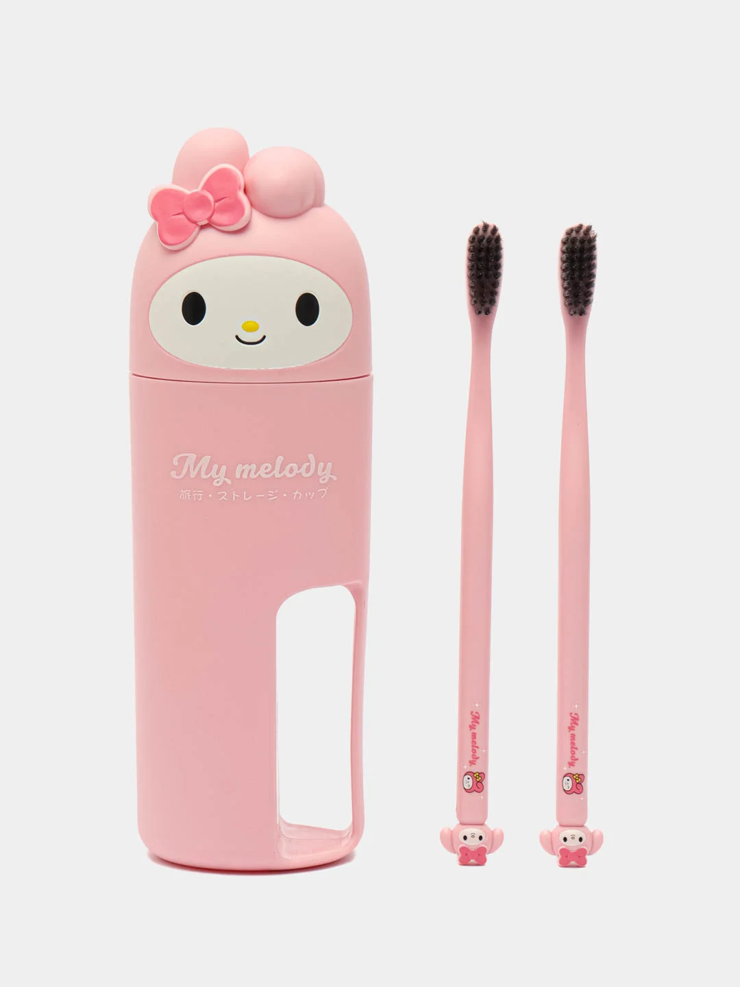 Розовый набор зубных щёток с футляром Hello Kitty, My Melody, Kuromi щётка Куроми, Хэллоу Китти
