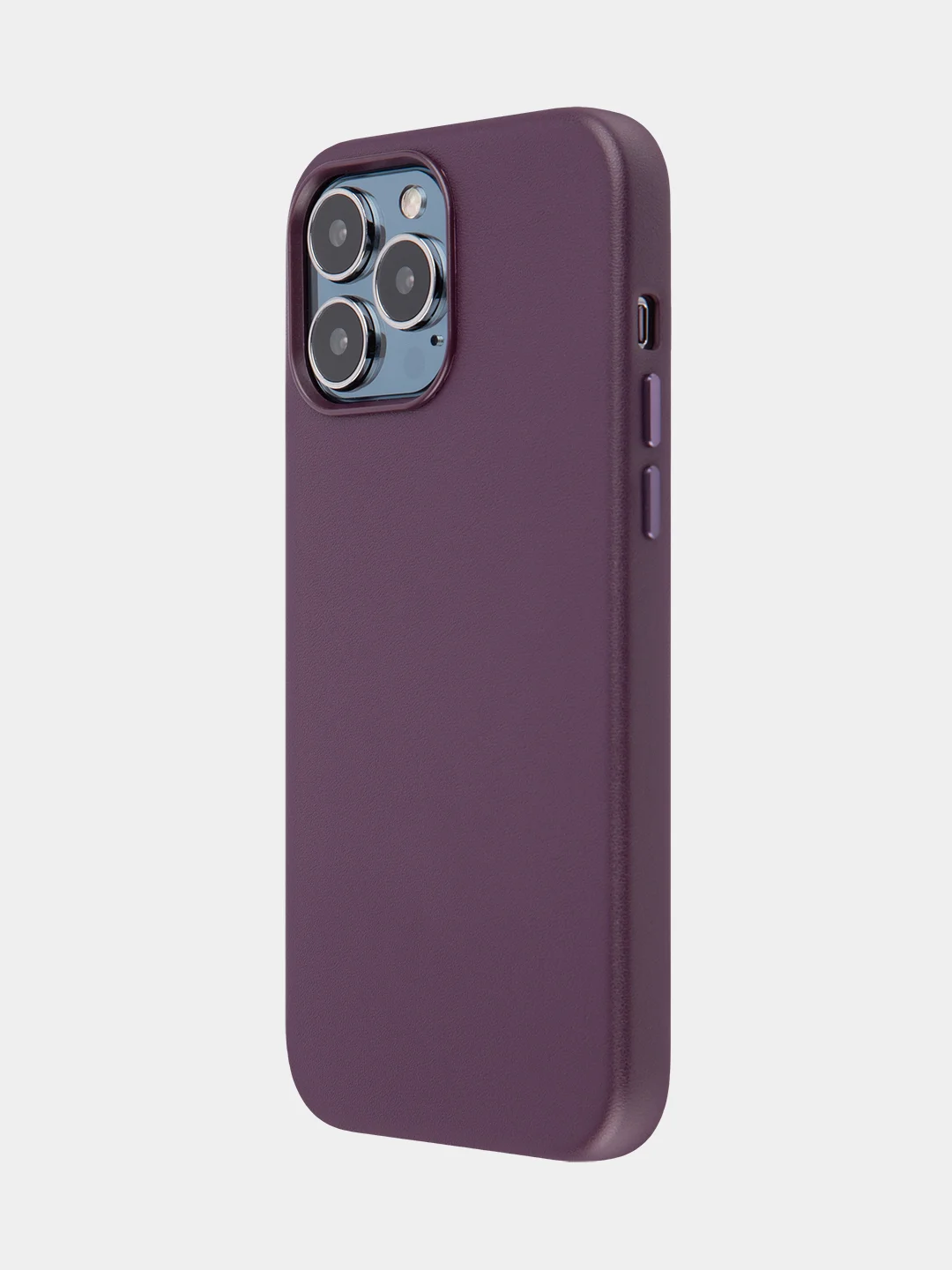 Бордовый чехол MagSafe для iPhone 13 Pro Max кожаный BROSCORP с защитой камер, микрофиброй, экокожа