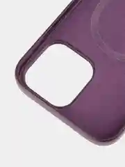 Бордовый чехол MagSafe для iPhone 13 Pro Max кожаный BROSCORP с защитой камер, микрофиброй, экокожа