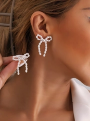 Серьги из жемчуга, сережки-бантики