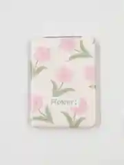 Розовый зеркало карманное двойное с узором / Сердечко, цветы, котики