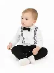 Белый комбинезон ясельный, для мальчика, черный, белый