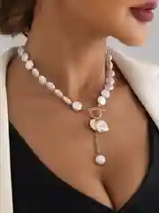 Золотой колье на шею, жемчуг, украшение на шею, женское, с подвеской