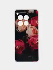 Кораллово-розовый чехол на OnePlus Ace 3/12R / Ван Плас Асе 3/12R прозрачный, с рисунком, защита камеры