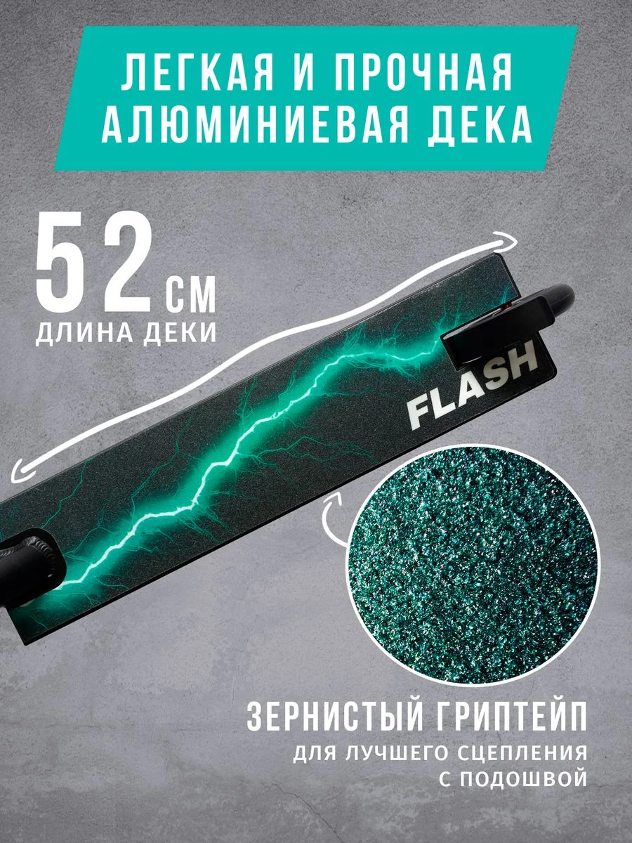 Бирюзовый самокат трюковый FLASH