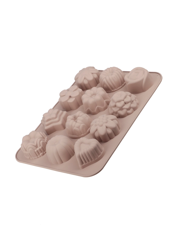 Форма для выпечки 12 ячеек, силиконовая, 33x25х3,5 см "Цветы"