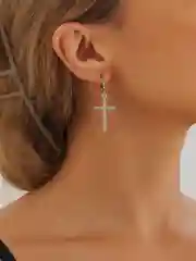 Серьги-кресты со стразами, сережки женские, бижутерия
